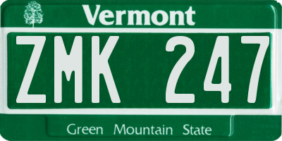 VT license plate ZMK247
