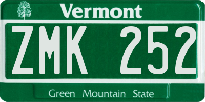 VT license plate ZMK252