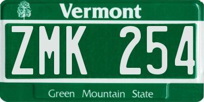 VT license plate ZMK254