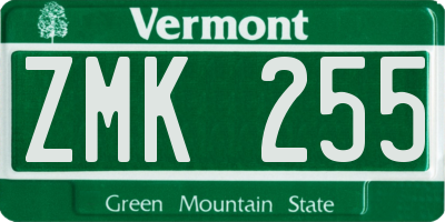 VT license plate ZMK255