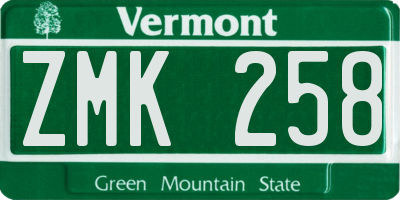 VT license plate ZMK258