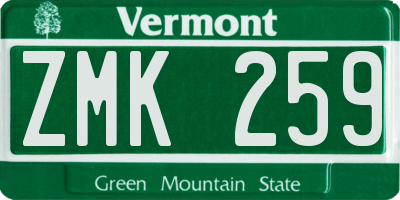 VT license plate ZMK259