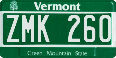 VT license plate ZMK260