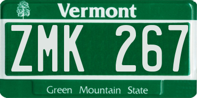 VT license plate ZMK267