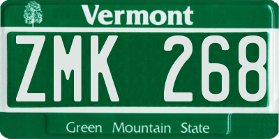VT license plate ZMK268