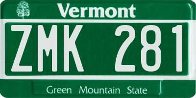 VT license plate ZMK281