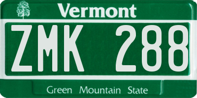 VT license plate ZMK288