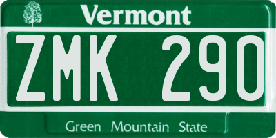 VT license plate ZMK290