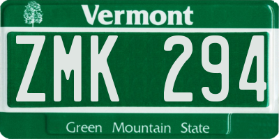 VT license plate ZMK294