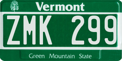 VT license plate ZMK299
