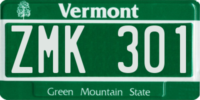 VT license plate ZMK301