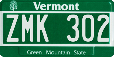 VT license plate ZMK302