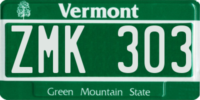VT license plate ZMK303