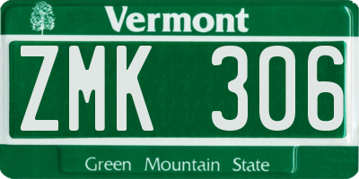 VT license plate ZMK306
