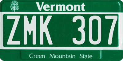 VT license plate ZMK307