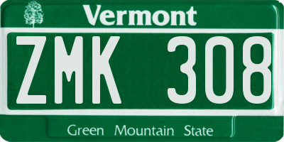 VT license plate ZMK308
