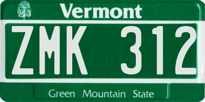VT license plate ZMK312