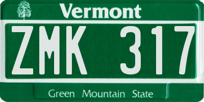 VT license plate ZMK317