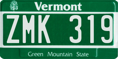 VT license plate ZMK319