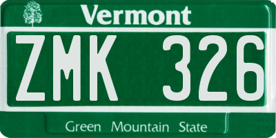 VT license plate ZMK326