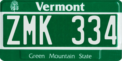 VT license plate ZMK334