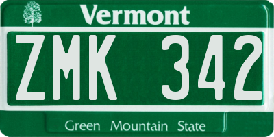 VT license plate ZMK342