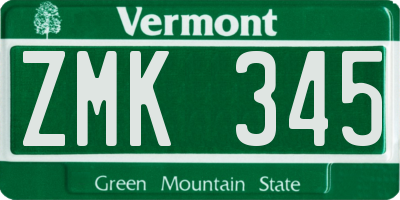 VT license plate ZMK345
