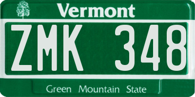 VT license plate ZMK348