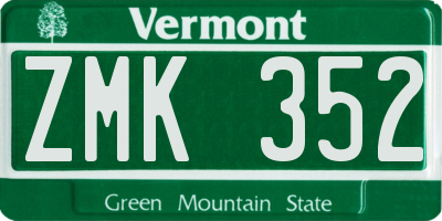 VT license plate ZMK352