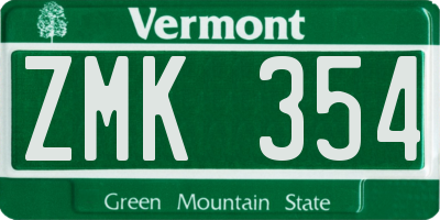VT license plate ZMK354
