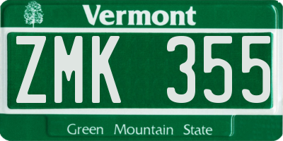 VT license plate ZMK355