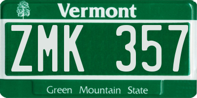 VT license plate ZMK357