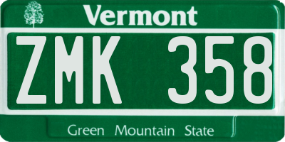 VT license plate ZMK358