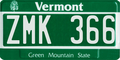VT license plate ZMK366