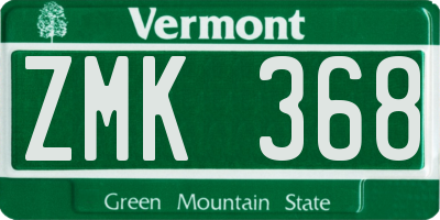 VT license plate ZMK368