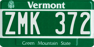 VT license plate ZMK372