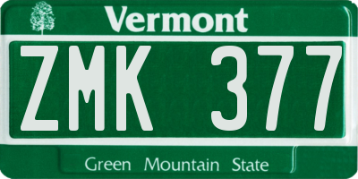 VT license plate ZMK377