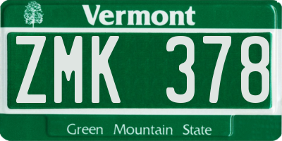 VT license plate ZMK378