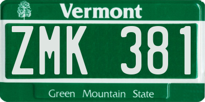 VT license plate ZMK381