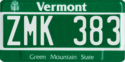 VT license plate ZMK383