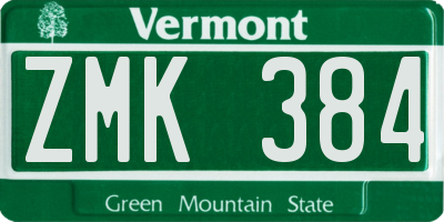 VT license plate ZMK384
