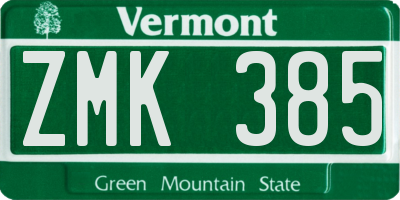 VT license plate ZMK385