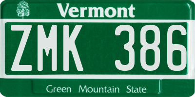 VT license plate ZMK386