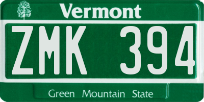 VT license plate ZMK394