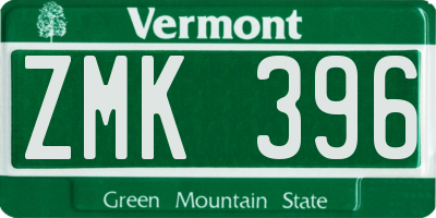 VT license plate ZMK396