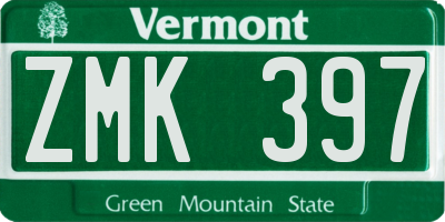 VT license plate ZMK397