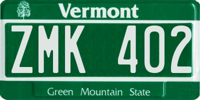 VT license plate ZMK402