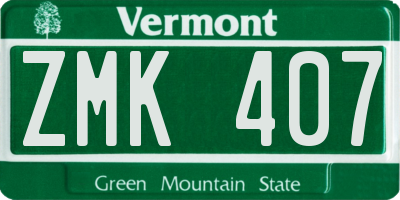 VT license plate ZMK407