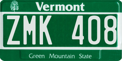 VT license plate ZMK408