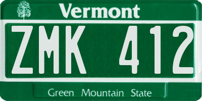 VT license plate ZMK412